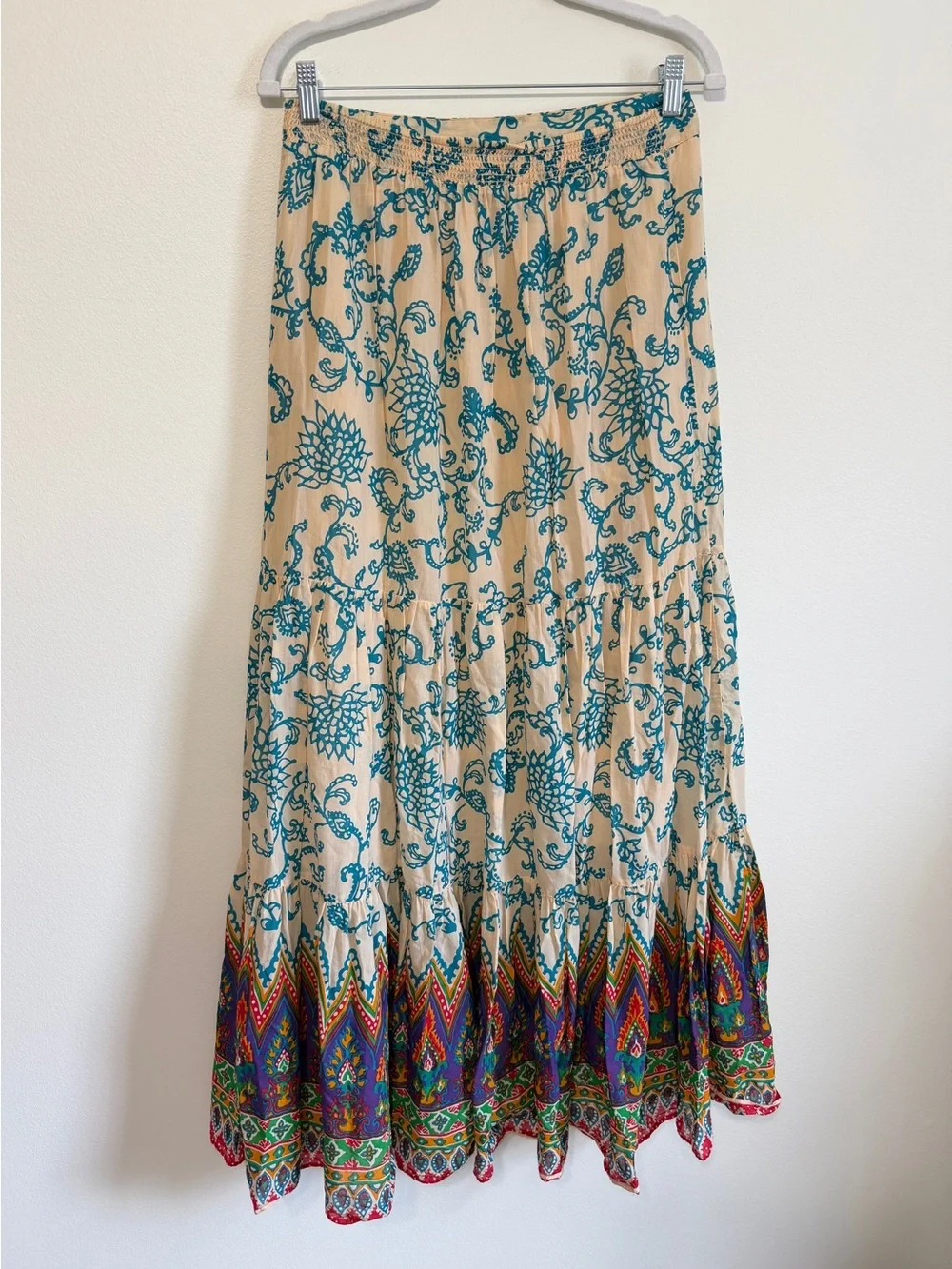 Free People Floral Boho Sunrise Voile Maxi Skirt Size Small Tropical Vacation